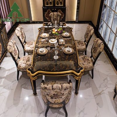 Buy British Royal Style Dining Table Set 6 Seater Luxury Wooden Dining Table Sets online manufacture