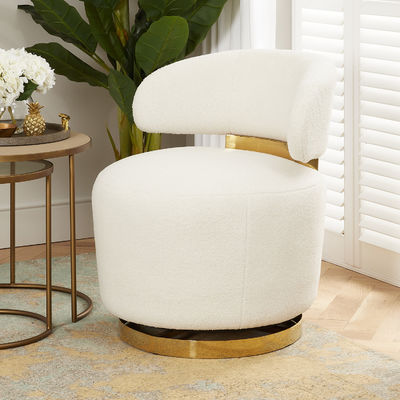 Buy Modern 5 Star Hotel Room Boucle White Fabric Material Swivel Armchair online manufacture