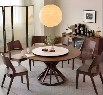 China 5 Star Hotel Restaurant High Quality Solid Wood Round Dinning Table 6-Seat for sale