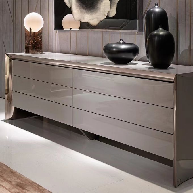 Luxury Stainless Steel Console Table ODM OEM Marble Top Sideboard 1