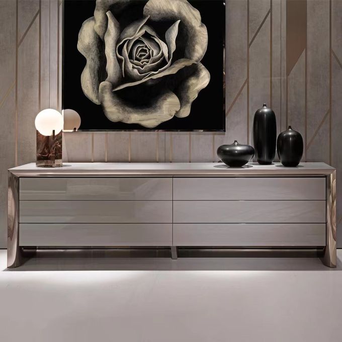 Luxury Stainless Steel Console Table ODM OEM Marble Top Sideboard 0