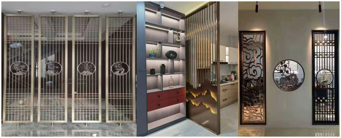 Screen Stainless Steel Hotel Furniture Frosted Decorative Room Partition 2