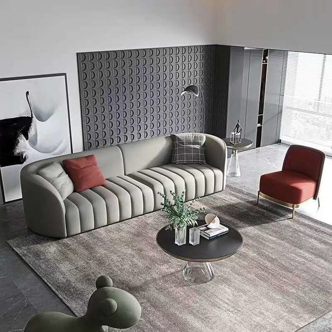 Customized Luxury Hotel Furniture Modern Genuine Leather Sofa 1