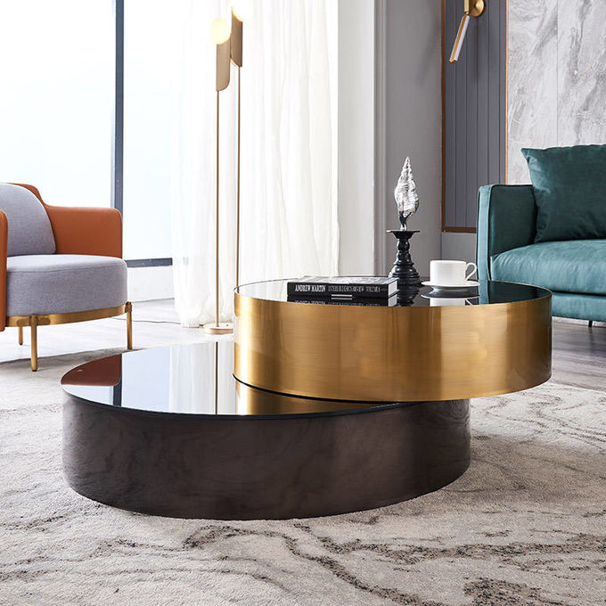 Toughened Glass Living Room Hotel Coffee Table Modern Stainless Steel 4