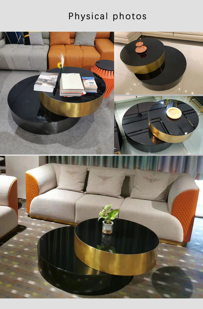 Toughened Glass Living Room Hotel Coffee Table Modern Stainless Steel 1