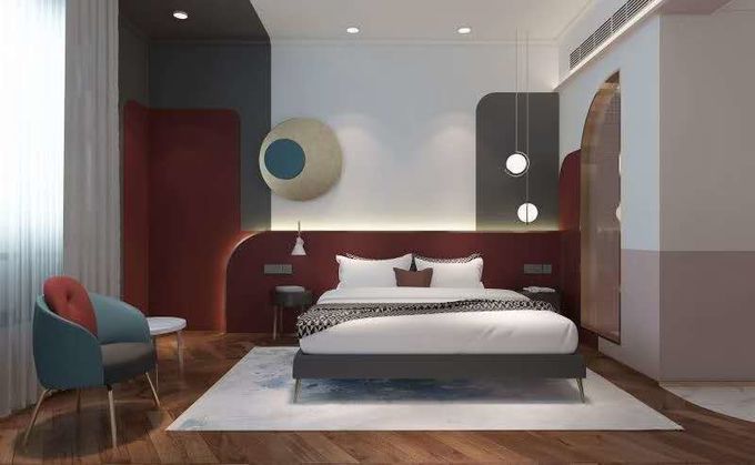 High-End Interior Concept Double Bed Wooden Furniture Custom Hotel Furniture 1