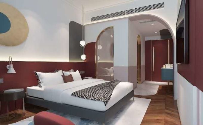 High-End Interior Concept Double Bed Wooden Furniture Custom Hotel Furniture 2