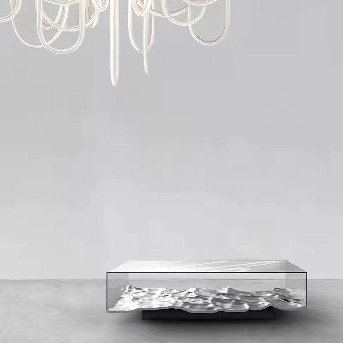 Luxury Black Marble Tempered Glass Coffee Table Furniture For Hotel 2