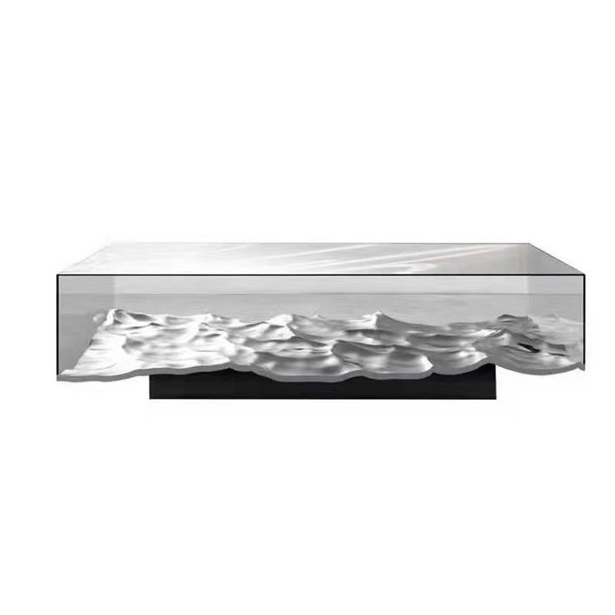 Luxury Black Marble Tempered Glass Coffee Table Furniture For Hotel 3