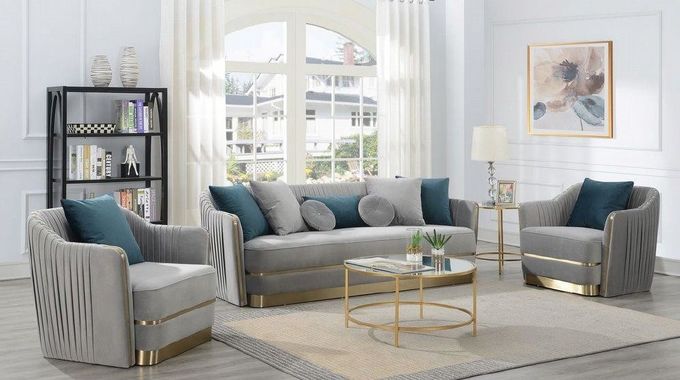 Nordic Light Luxury Hotel Lobby Furniture Velvet Stainless Steel Postmodern Showroom Sofa 3