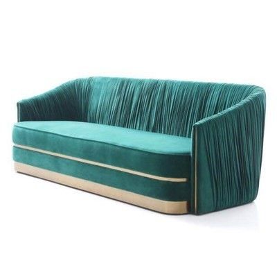 Nordic Light Luxury Hotel Lobby Furniture Velvet Stainless Steel Postmodern Showroom Sofa 1