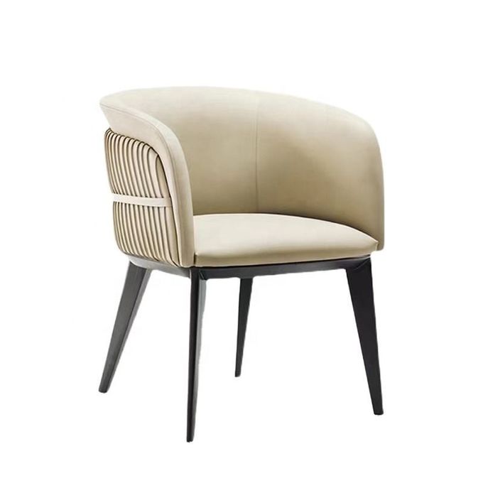 Modern Hotel Restaurant Furniture Genuine Leather Metal Dining Chair 5