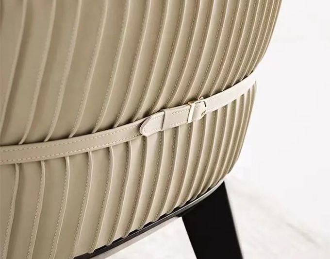 Modern Hotel Restaurant Furniture Genuine Leather Metal Dining Chair 4