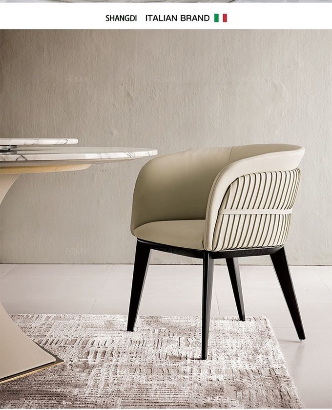 Modern Hotel Restaurant Furniture Genuine Leather Metal Dining Chair 0