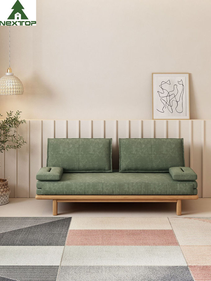 Novelty Foldable Shrinkable Custom Sofa Bed Green Linen Environmental Friendly 0