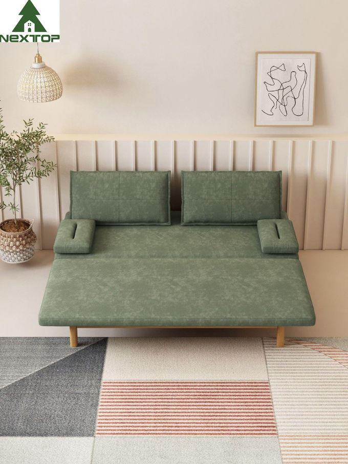 Novelty Foldable Shrinkable Custom Sofa Bed Green Linen Environmental Friendly 2