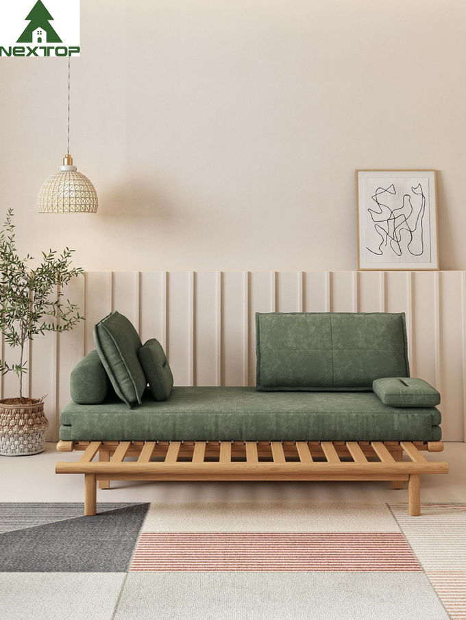 Novelty Foldable Shrinkable Custom Sofa Bed Green Linen Environmental Friendly 1