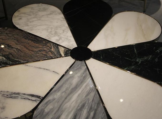 Nordic Flower Shape Hotel Lobby Furniture Metal Leisure Marble Tea Table 5