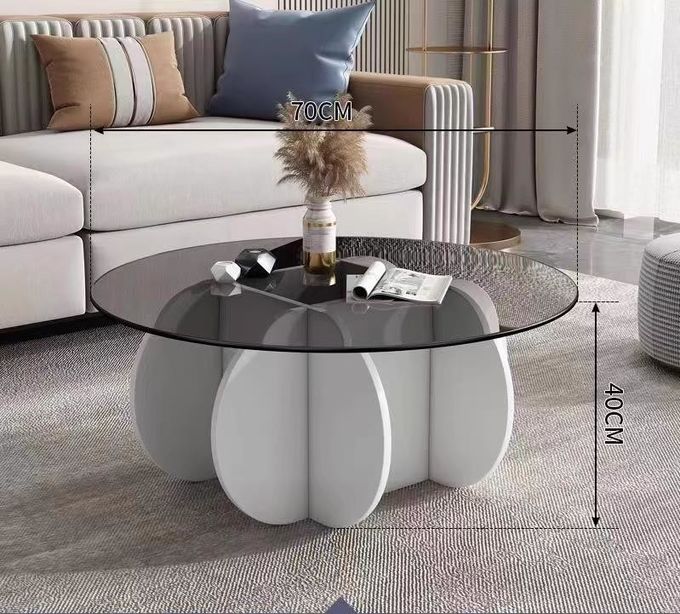 Simple Light Luxury Solid Wood Acrylic Coffee Table Living Room Round Tea Table 5