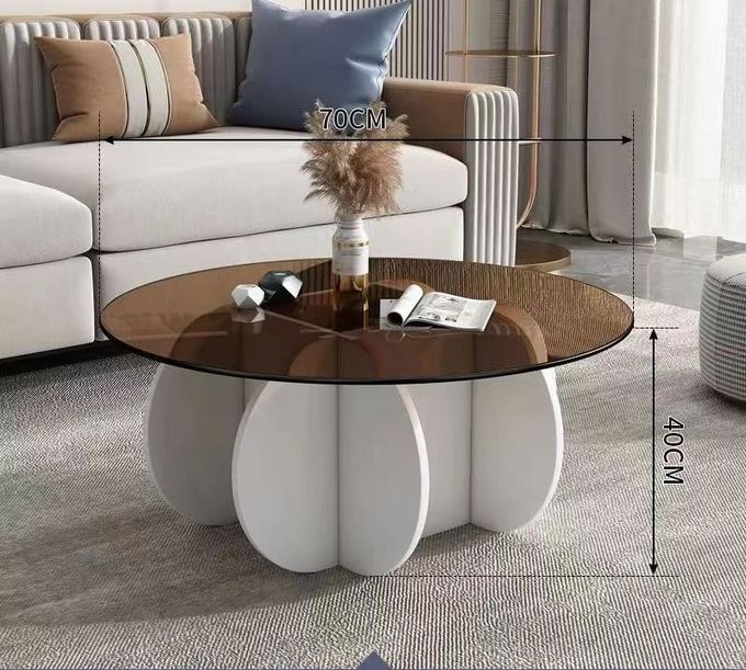 Simple Light Luxury Solid Wood Acrylic Coffee Table Living Room Round Tea Table 4
