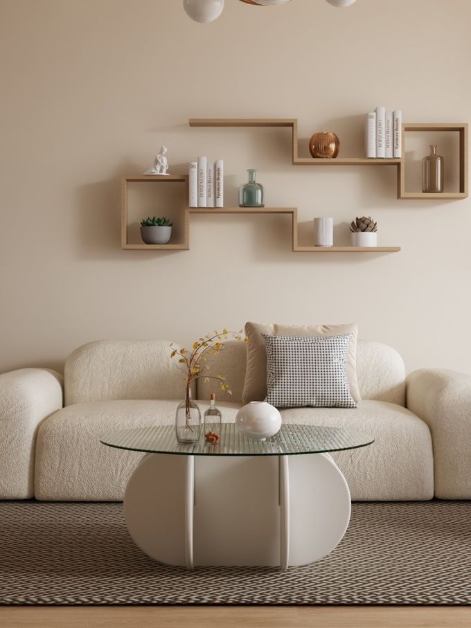 Simple Light Luxury Solid Wood Acrylic Coffee Table Living Room Round Tea Table 1