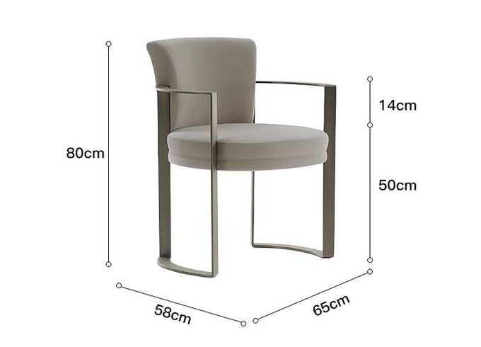 Minimalist Modern Armrest Velvet Leather Metal Dining Chair 65*58*80 cm Customized 4
