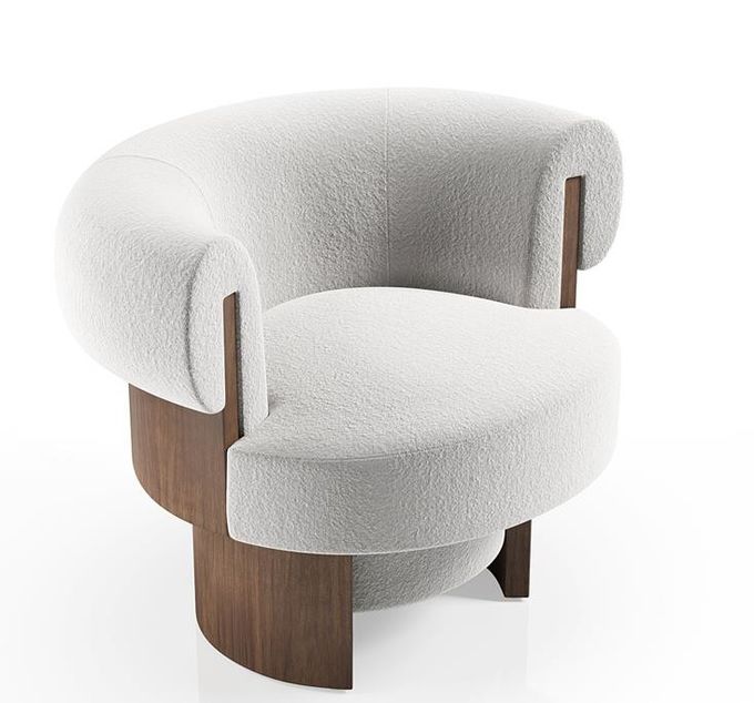 Apartment Solid Wood Sofa Living Room Creative Single Fabric Leisure Chair 0