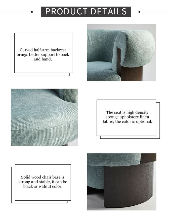 Apartment Solid Wood Sofa Living Room Creative Single Fabric Leisure Chair 1