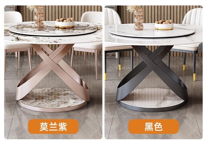 Light Luxury Modern Marble Round Table With Turntable Household Dining Table 5