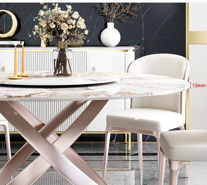 Light Luxury Modern Marble Round Table With Turntable Household Dining Table 1