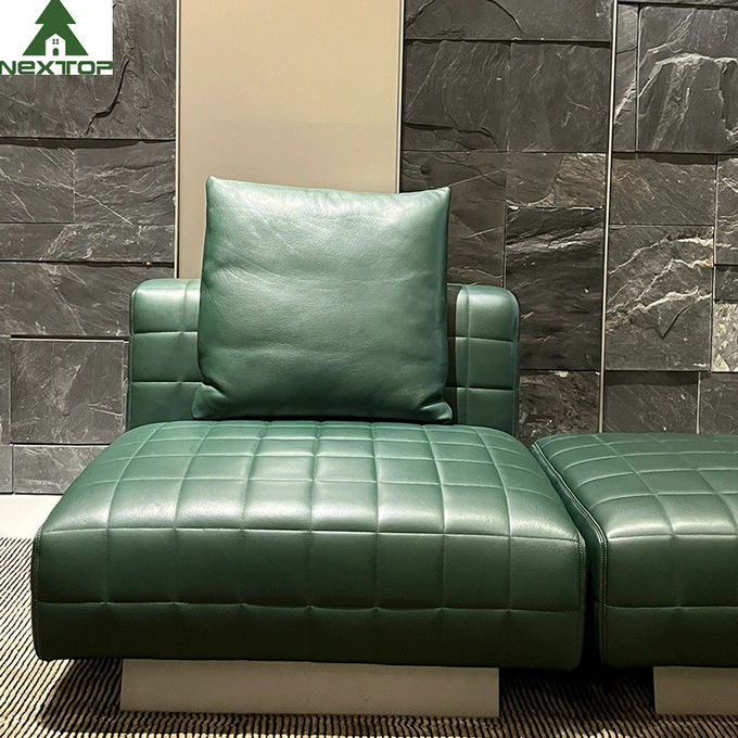 1800*1000mm Hotel Lobby Furniture Home Office Luxury Green Leather Modular Sofa Set 1