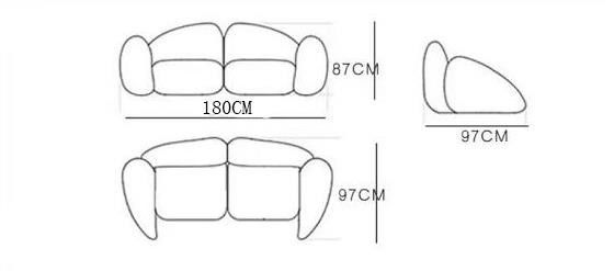 Italian Creative Modelling Hotel Lobby Furniture Fabric 2 Person Sofa 4