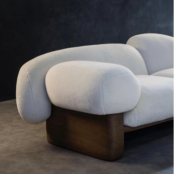 Italian Minimalist Hotel Lobby Furniture Nordic Fabric Cloud Shape Light Luxury Curved Sofa 4