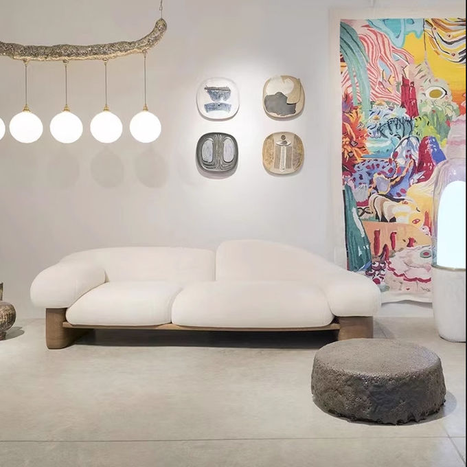 Italian Minimalist Hotel Lobby Furniture Nordic Fabric Cloud Shape Light Luxury Curved Sofa 5