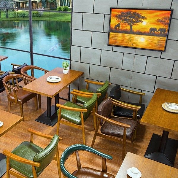 Custom Dining Furniture Green Wood Chair Cafe Loft Table Hotel Restaurant Banquet 1