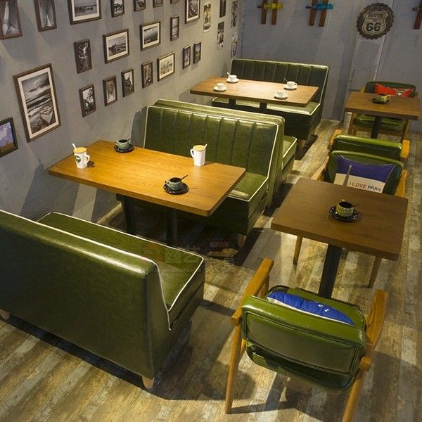 Custom Dining Furniture Green Wood Chair Cafe Loft Table Hotel Restaurant Banquet 0