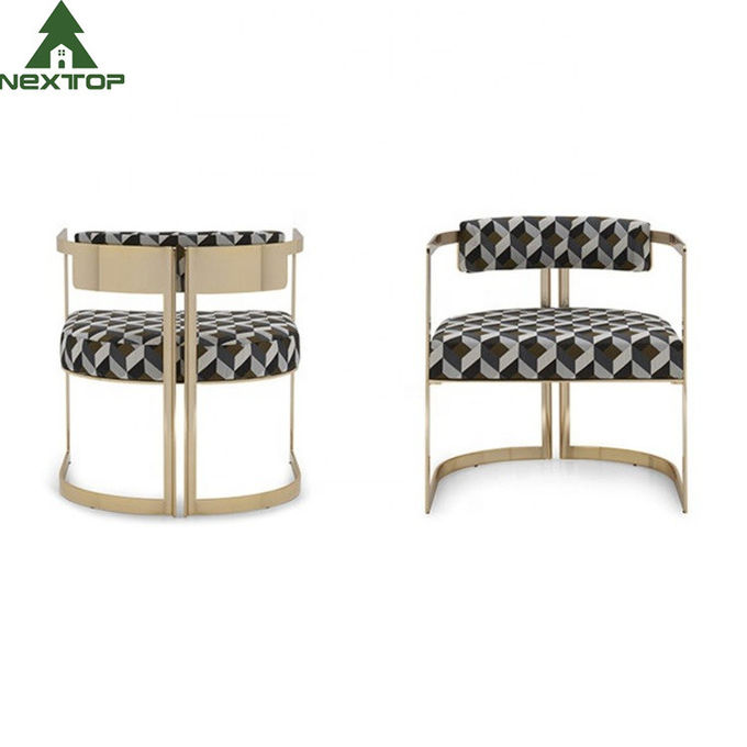 Modern Luxury Hotel Furniture Golden Armchair Leisure Stainless Steel Brass Dining Chair 3