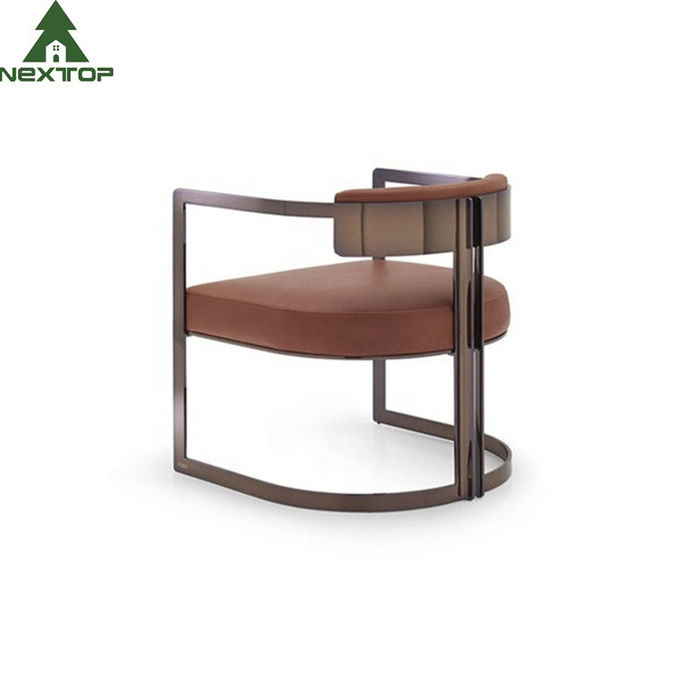 Modern Luxury Hotel Furniture Golden Armchair Leisure Stainless Steel Brass Dining Chair 1