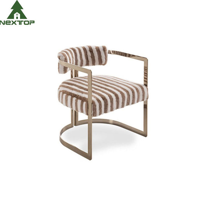 Modern Luxury Hotel Furniture Golden Armchair Leisure Stainless Steel Brass Dining Chair 2