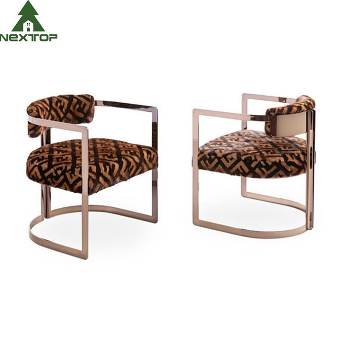 Modern Luxury Hotel Furniture Golden Armchair Leisure Stainless Steel Brass Dining Chair 0