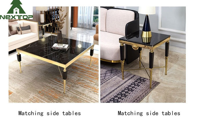 Modern Luxury Hotel Furniture Gold Stainless Steel Marble Decorative Console Entryway Table 3