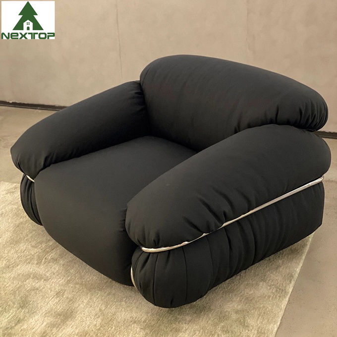 OEM Hotel Bedroom Furniture Fabric Single Black Sofa Chair Puffy Exterior Villa Living Room 0