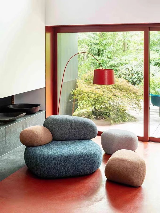 Cobblestone Design Fabric Sofa Set Combination Living Room Lobby Pebble Sofa 1