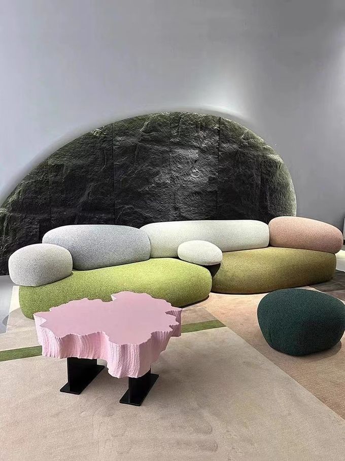 Cobblestone Design Fabric Sofa Set Combination Living Room Lobby Pebble Sofa 2