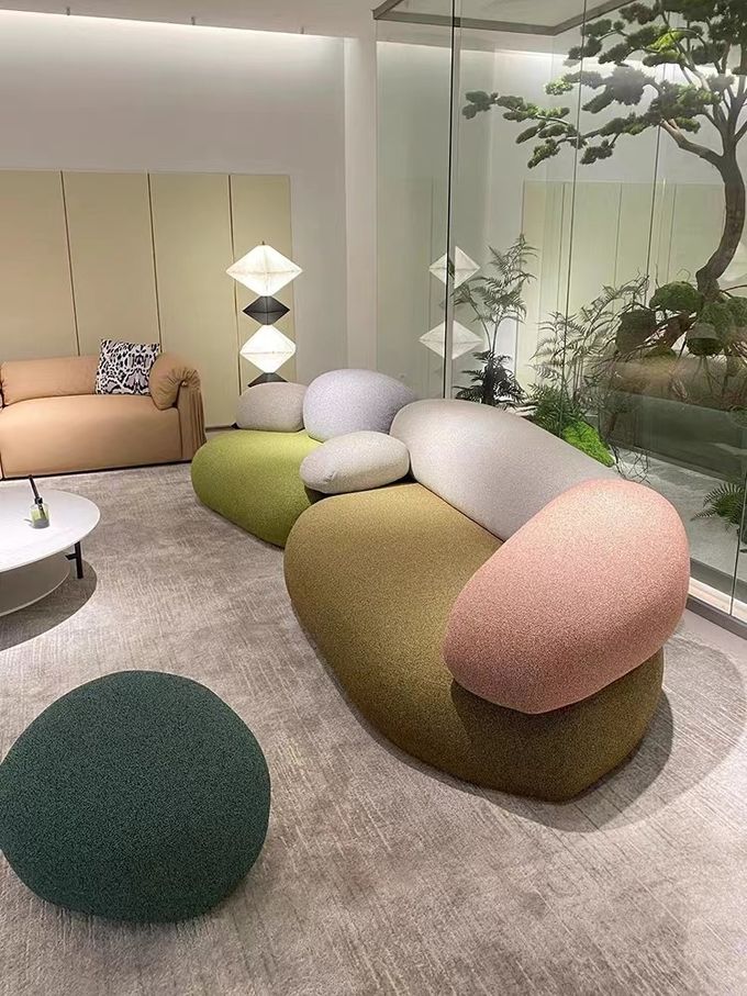Cobblestone Design Fabric Sofa Set Combination Living Room Lobby Pebble Sofa 3