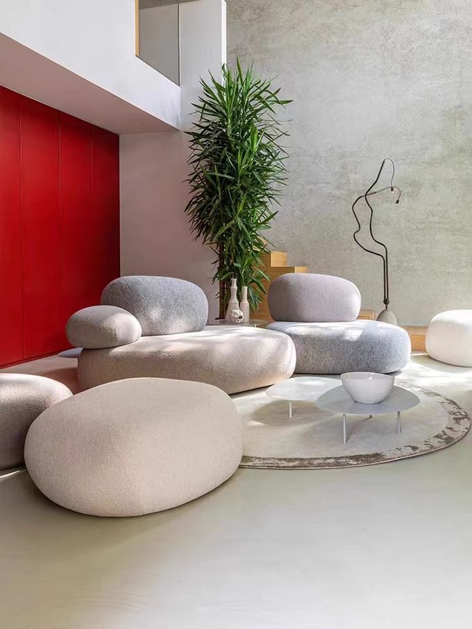 Cobblestone Design Fabric Sofa Set Combination Living Room Lobby Pebble Sofa 0