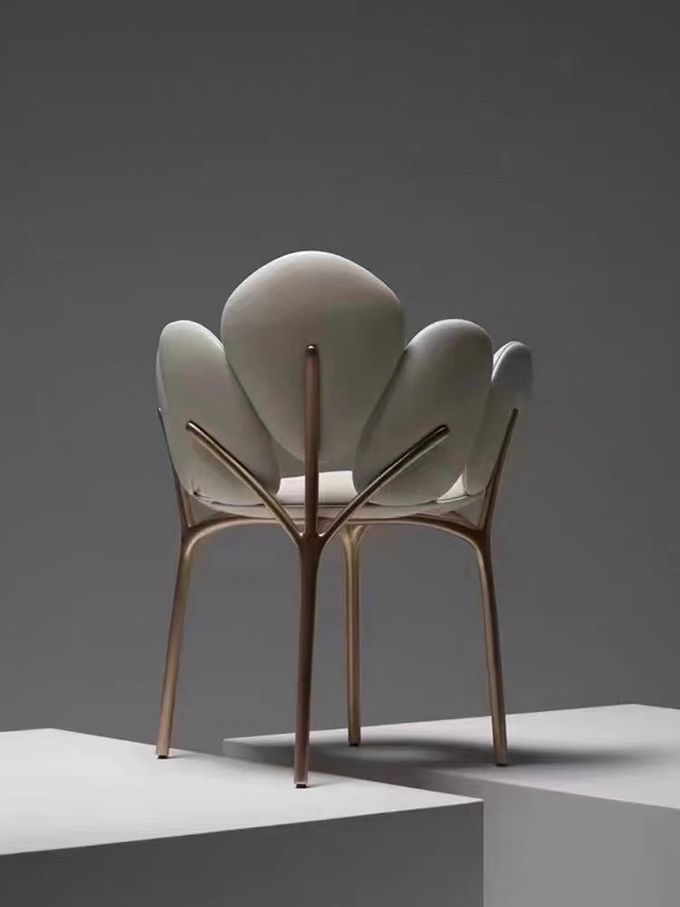 Nordic Hotel Restaurant Furniture Dining Room Petal Shaped Stainless Steel Minimalist Dining Chair 3