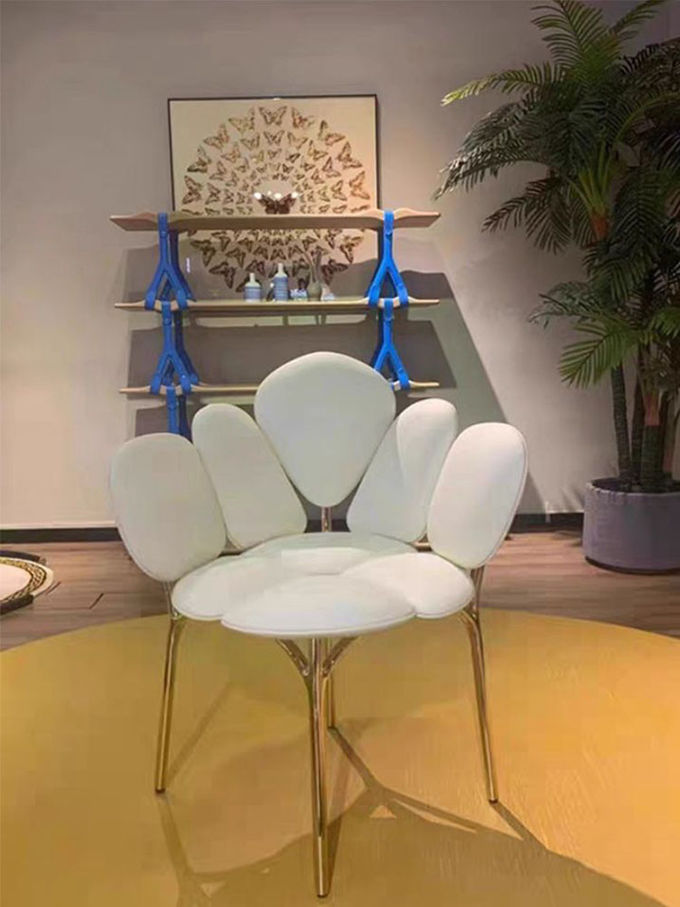 Nordic Hotel Restaurant Furniture Dining Room Petal Shaped Stainless Steel Minimalist Dining Chair 4