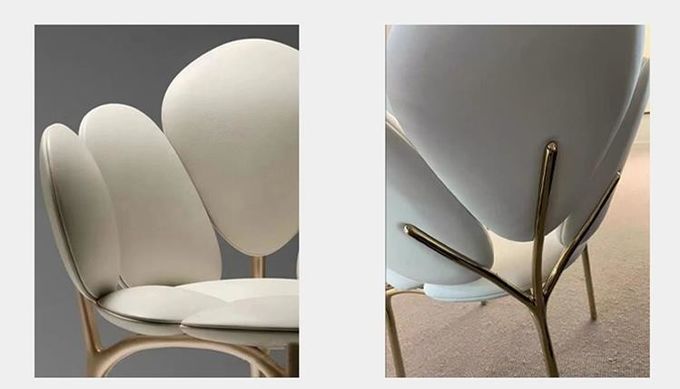 Nordic Hotel Restaurant Furniture Dining Room Petal Shaped Stainless Steel Minimalist Dining Chair 1