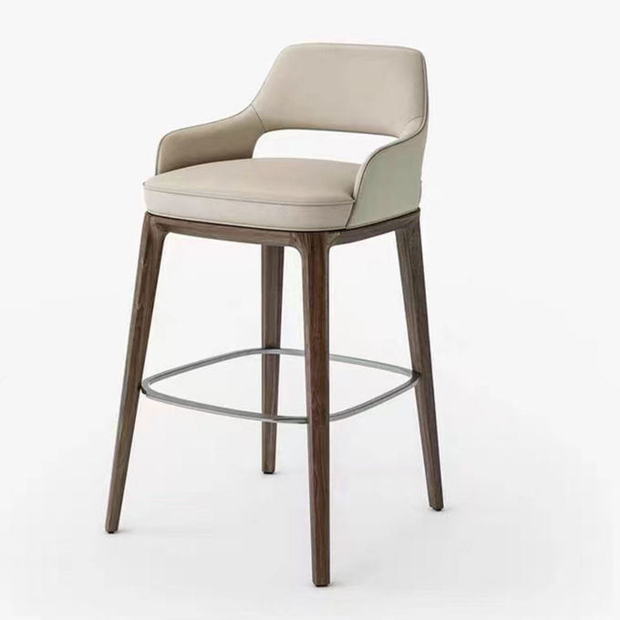 Nordic Style Fashion Creative Leather High Dining Chair Solid Wood Bar Stools 5